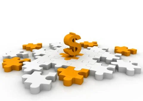 Dollar on puzzle pieces Stock Illustration