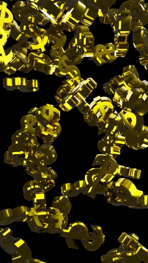 DOLLAR RAIN WITH ALPHA CHANNEL VERTICAL Stock Footage 123813495