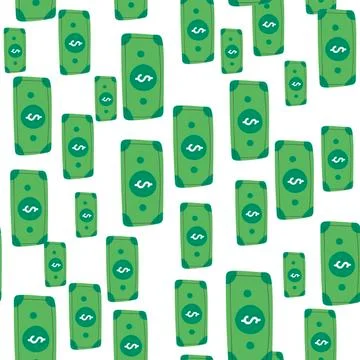 Dollar rain vector illustration pattern background. Money falling from above Stock Illustration