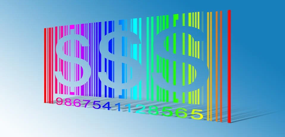 Dollar rainbow bar code Stock Illustration