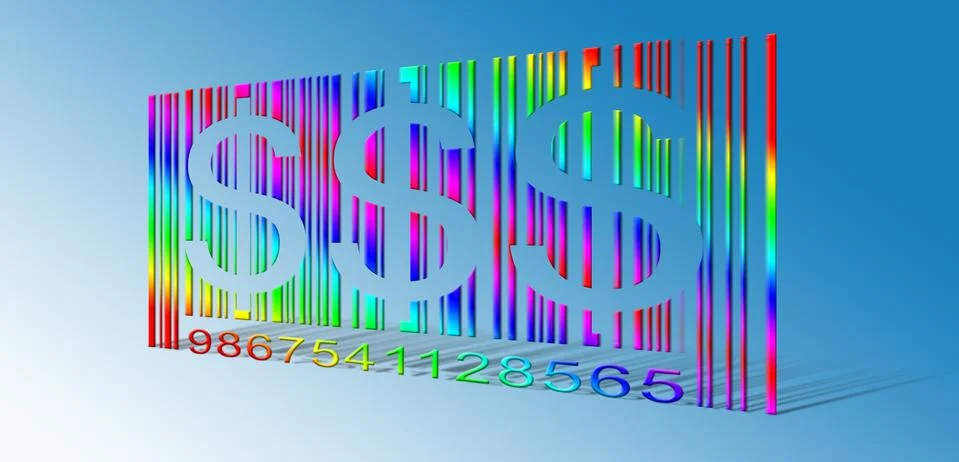 Dollar rainbow bar code Stock Illustration