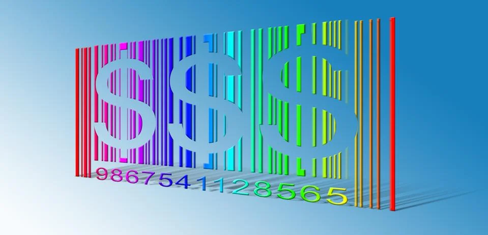 Dollar rainbow bar code Stock-Illustration