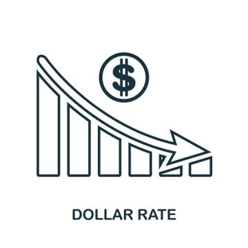 Dollar Rate Decrease Graphic icon. Mobile app, printing, web site icon. Simple Stockillustratie