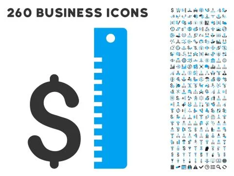 Dollar Rate Icon with Flat Vector Set Stock Illustration