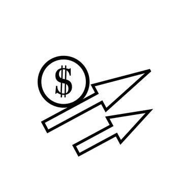 Dollar rate increase icon. arrow up - illustration Stock Illustration