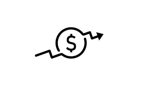 Dollar rate increase icon. Currency exchange rate solid. Rowth graph symbol,  Stock Illustration