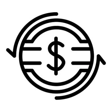 Dollar rate line icon. Dollar coin with arrows vector illustration isolated on Stock Illustration
