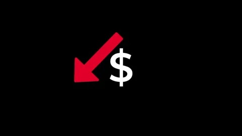 Dollar Red Down Arrow Icon Stock Footage 340305259
