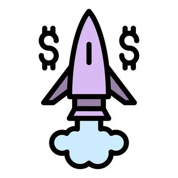 Dollar rocket icon vector flat 스톡 일러스트