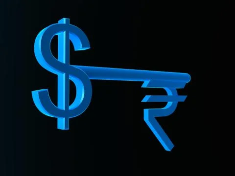 Dollar with rupee key Stock Illustration