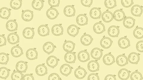 Dollar seamless pattern, cartoon, doodle, yellow p Stock-Footage 319992219