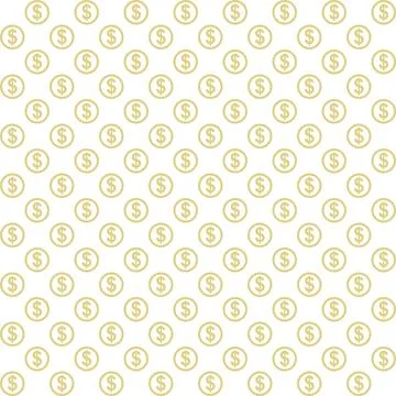 Dollar seamless pattern. White background. Stock Illustration