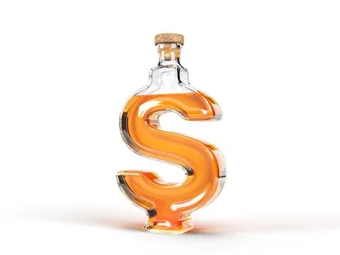 Dollar shaped bottle with whisky inside. 3d illustration Stock Illustration