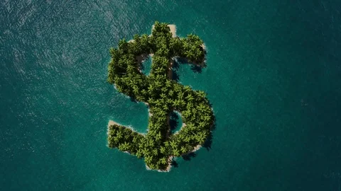 Dollar shaped island Stock Footage 91018544