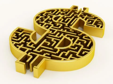 Dollar shaped maze Stock Illustration