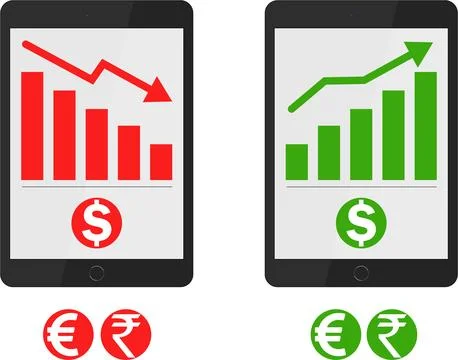 Dollar Share Rise and Fall Stock Illustration