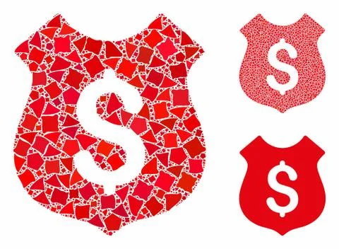 Dollar shield Composition Icon of Ragged Elements Stock Illustration