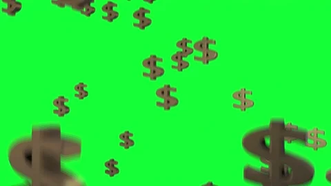 Dollar sign 3D raining and spinning on green screen background Stock Footage 141978570