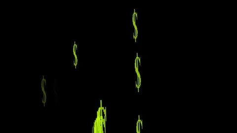 Dollar sign against a black background. Currency rain, Blurred design in wi.. Stock Footage 310416917