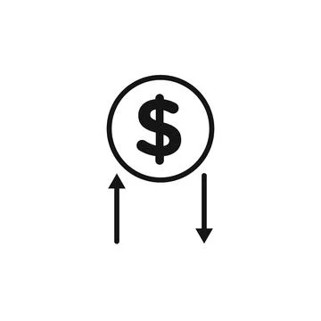 Dollar sign up and down arrow icon logo sign vector outline Stock Illustration