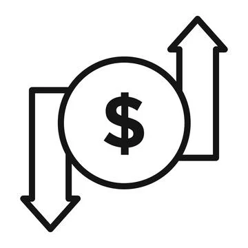 Dollar sign up and down arrow icon mark in filled style Stock Illustration
