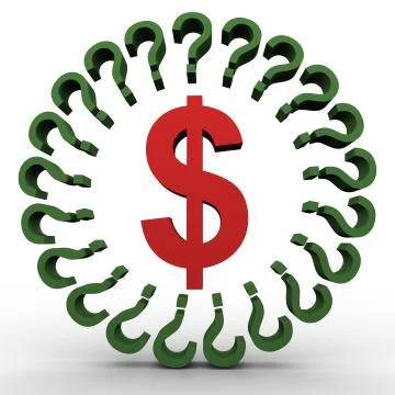 Dollar sign and question marks Stock Illustration