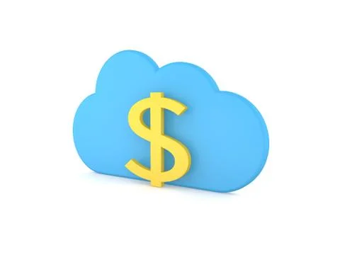 Dollar sign and symbol of the cloud business in the network. Stock Illustration