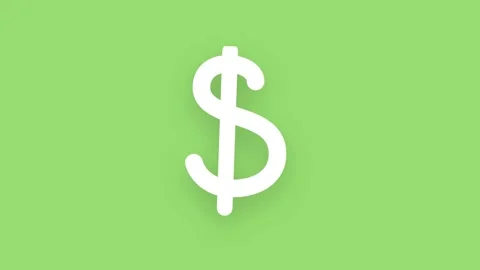 Dollar sign appearance on green background animation motion graphics Stock Footage 345164951