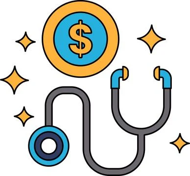 A dollar sign is attached to a stethoscope Stock Illustration