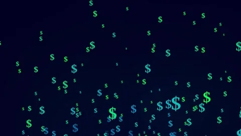 Dollar sign Background. Flying Through Glowing Multiple Color Dollar sign Stock Footage 261690877
