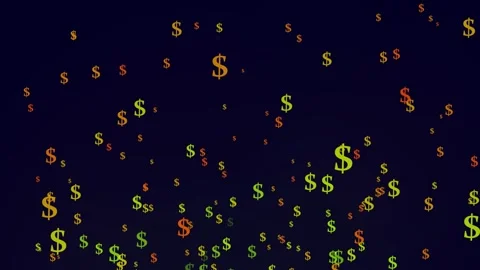 Dollar sign Background. Flying Through Glowing Multiple Color Dollar sign Vídeo Stock 261690879