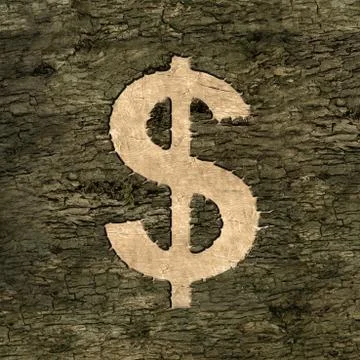 Dollar sign on bark Stock Illustration