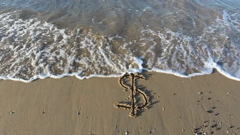 Dollar sign on the beach Stock Footage 154709877