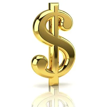 The dollar sign, built in three-dimensional program and presented as a golden Иллюстрация