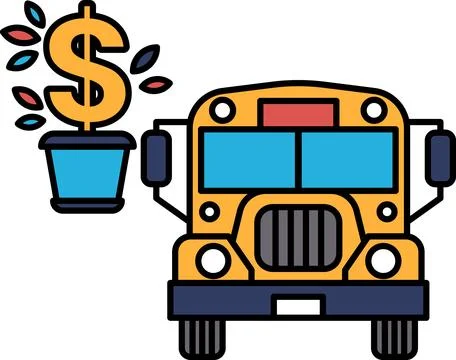A dollar sign is on a bus Stock Illustration