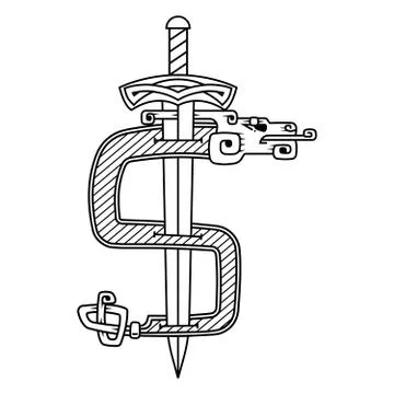 A dollar sign in the Celtic style. Stock Illustration