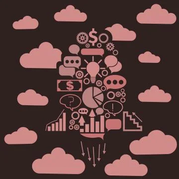 Dollar sign chart graph bubble in sky cloud Illustrazione stock