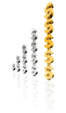 Dollar Sign Chart with Silver and Gold Stock Illustration