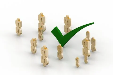 Dollar sign with check mark Free Stock Illustration