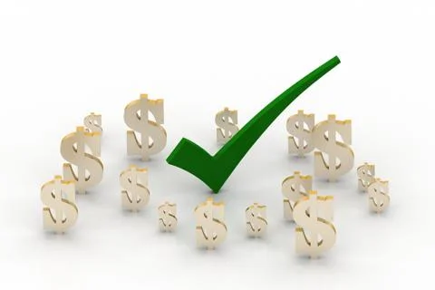 Dollar sign with check mark Free Stock Illustration