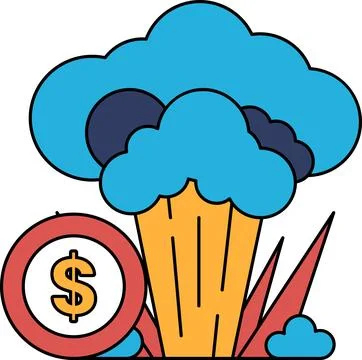 A dollar sign is on a coin and a cloud of smoke is coming out of it Stock Illustration