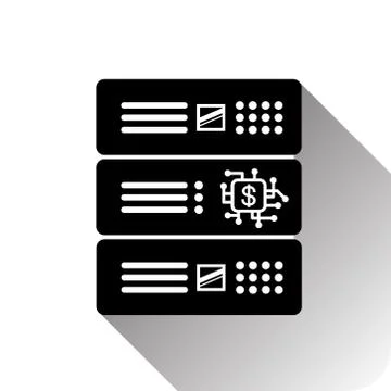 Dollar Sign On Computer Chip In Data Center Processor Icon 스톡 일러스트