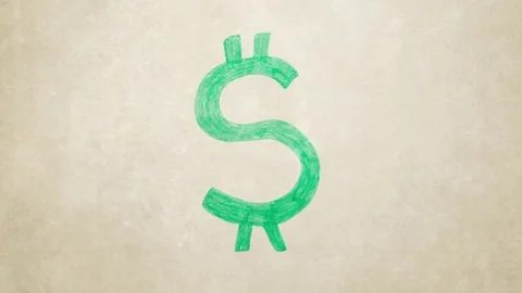 Dollar sign dance shrink and explode handmade cartoon animation seamless loop on Stock Footage
