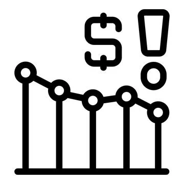 Dollar sign with decreasing graph showing inflation Stock Illustration