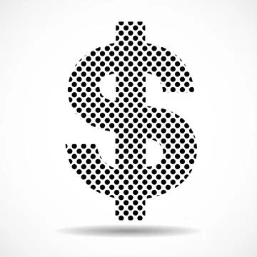 Dollar sign with dots or circles isolated on white background. Vector illustr Stock Illustration
