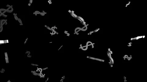 Dollar sign Drop. 4k video. Dollar sign falling on black. Beautiful Looped an Stock Footage 99452500