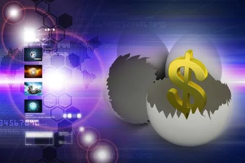 Dollar sign in egg with egg shells Stock Illustration