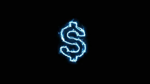 Dollar sign with electric spark Stock Footage 148355475
