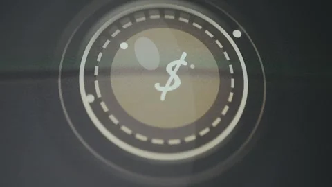 Dollar sign enclosed within concentric circular lines, symbol of banking and Stock Footage 335897811