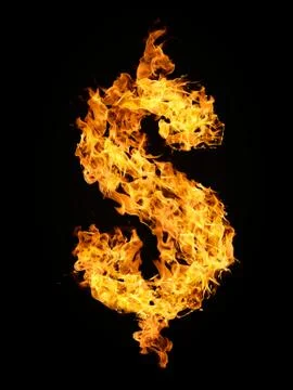 Dollar sign from fire flame Stock Photos